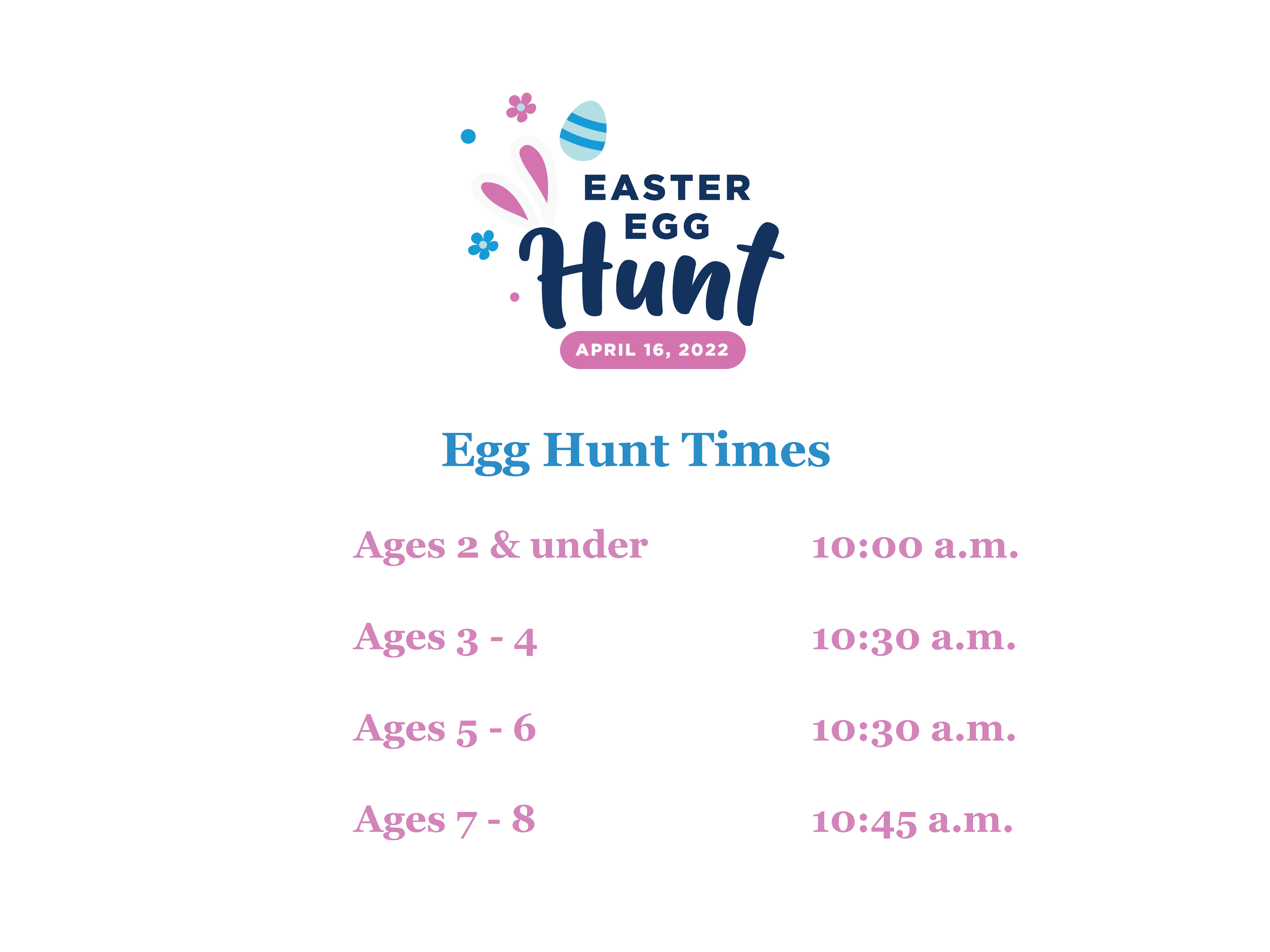 2022 egg hunt times